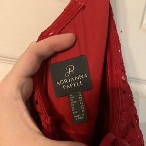 Adrianna Papell one shoulder bridesmaid dress in Cherry. Size 16.